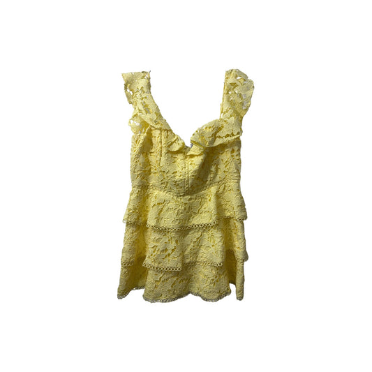City Chic Layered Lace Ruffle Off Shoulder Mini Dress Yellow Size 18