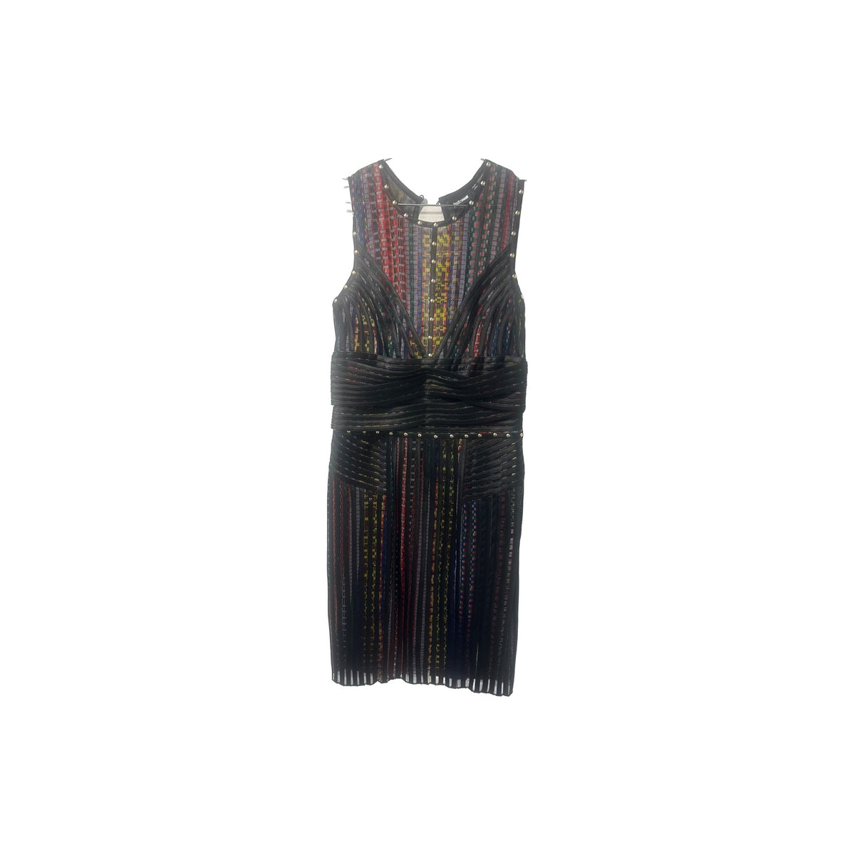 NWT Just Cavalli Metallic Stripe Sleeveless Knee Length Dress Multicolor Size 44