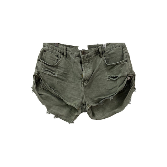 One Teaspoon Bandit Low Waist Distressed Denim Shorts Khaki Women's Size 34