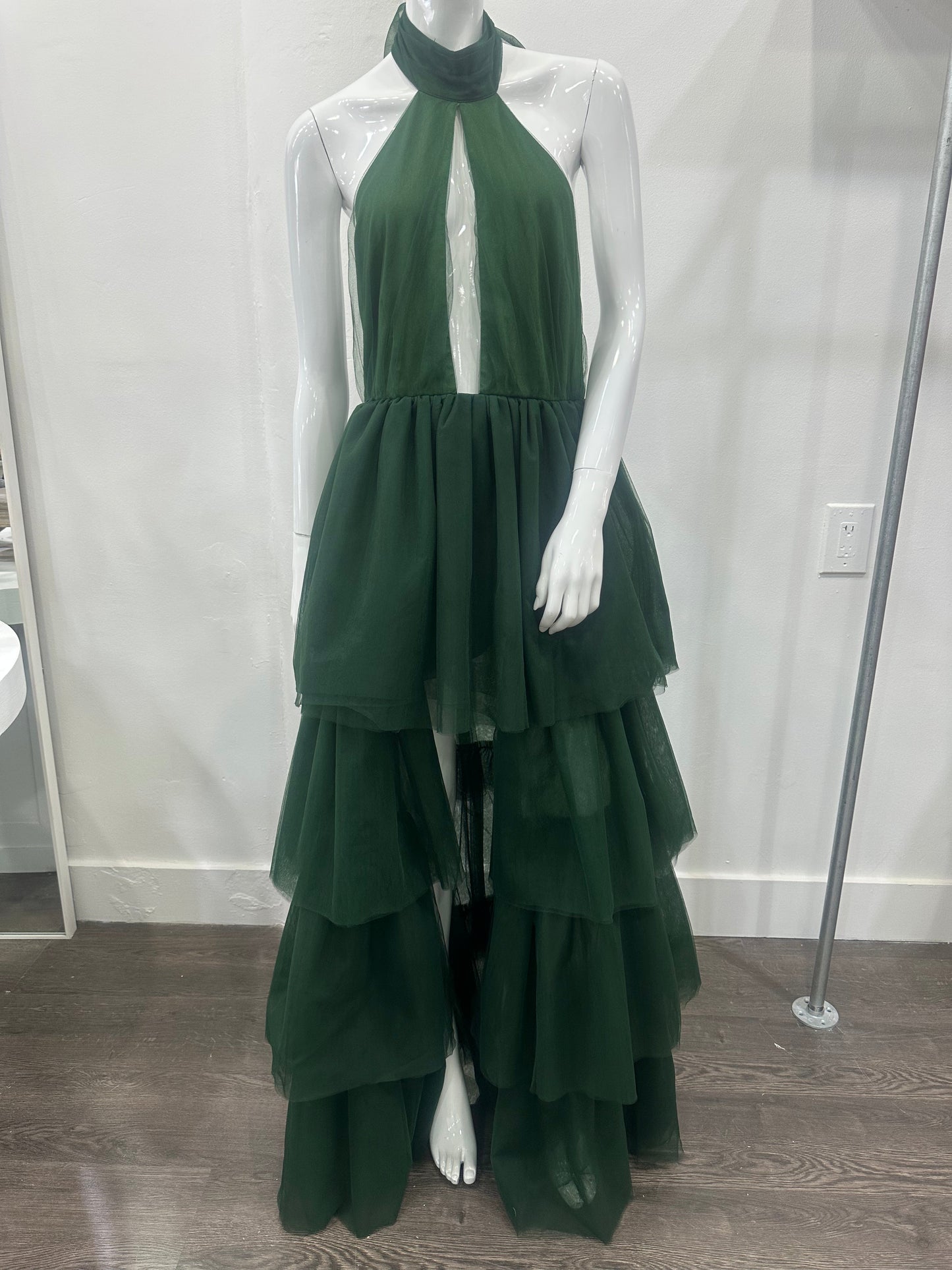 Lovers and Friends Kleid Justine Tiered Tulle Maxi Dress Forest Green Size Small