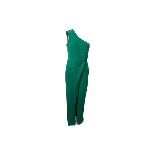 Calvin Klein One-Shoulder Waist Ruched Maxi Sheath Dress Green Women's Size 4
