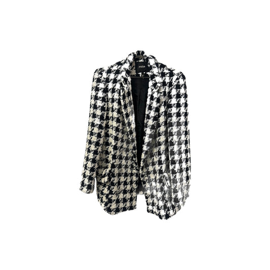Maje Wool Blend Houndstooth Double-Breasted Jacket Black White Size 36