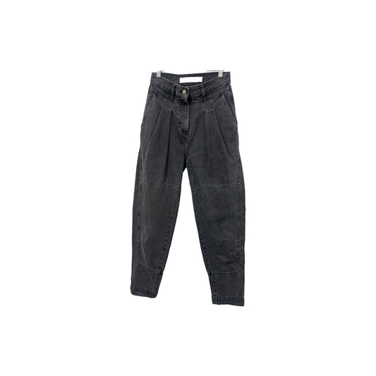 Iro Paris Cotton Denim Vangir Tapered Boyfriend Jeans Black Wash Size 34