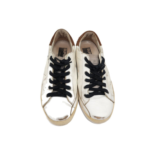 Golden Goose Leather Suede Trim Superstar Low Top Lace Up Sneaker White Size 39
