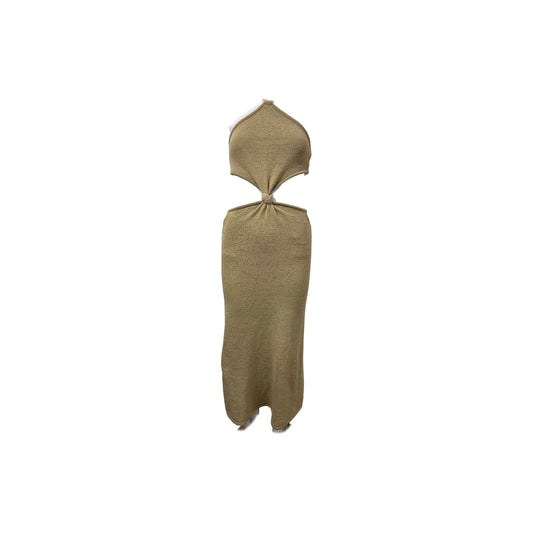 Cult Gaia Cotton Blend Knit Cut-Out Cameron Midi Dress Beige Women's Size S