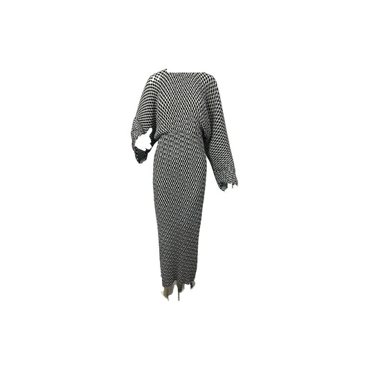 Solace London Mirabelle Geometric Long Sleeves Maxi Dress Black White Size 2