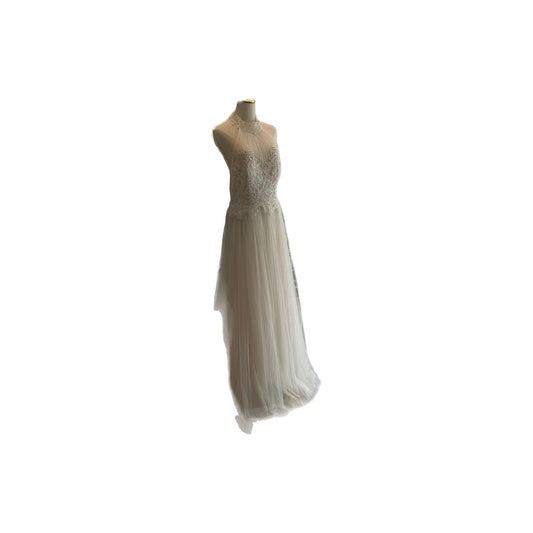 Donatela by Rosa Clará Off White Sheer Lace Bodice Wedding Dress Gown Size 12