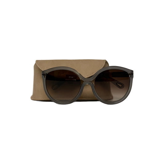 Chloe Cat Eye Sunglasses Ribbed Brown Gradient Retro Style Sunglasses