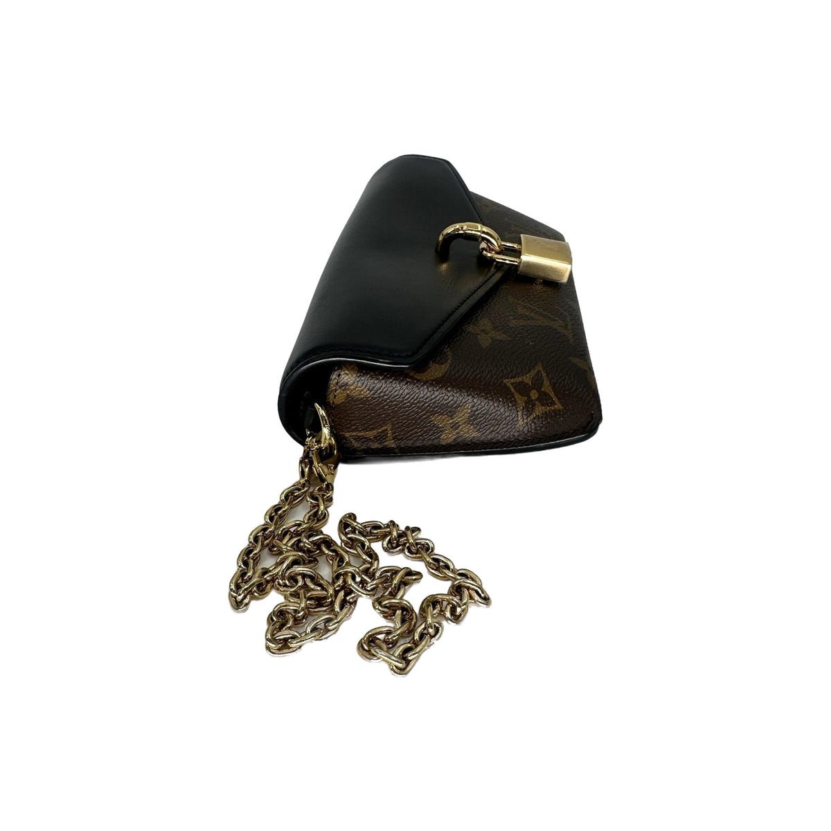 Louis Vuitton Leather Canvas Monogram Padlock On Strap Crossbody Bag