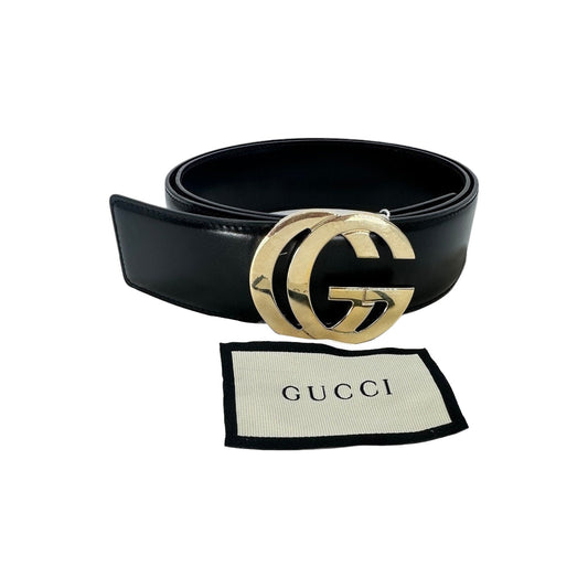 Gucci Black Leather GG Buckle Belt