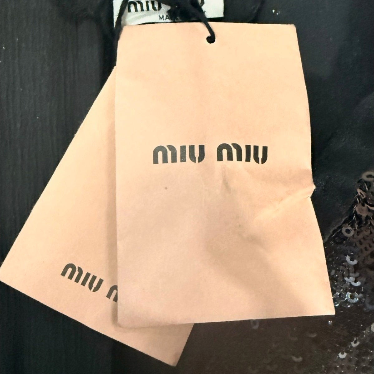 Miu Miu Sequined Collared Long Sleeve Mini Dress Black