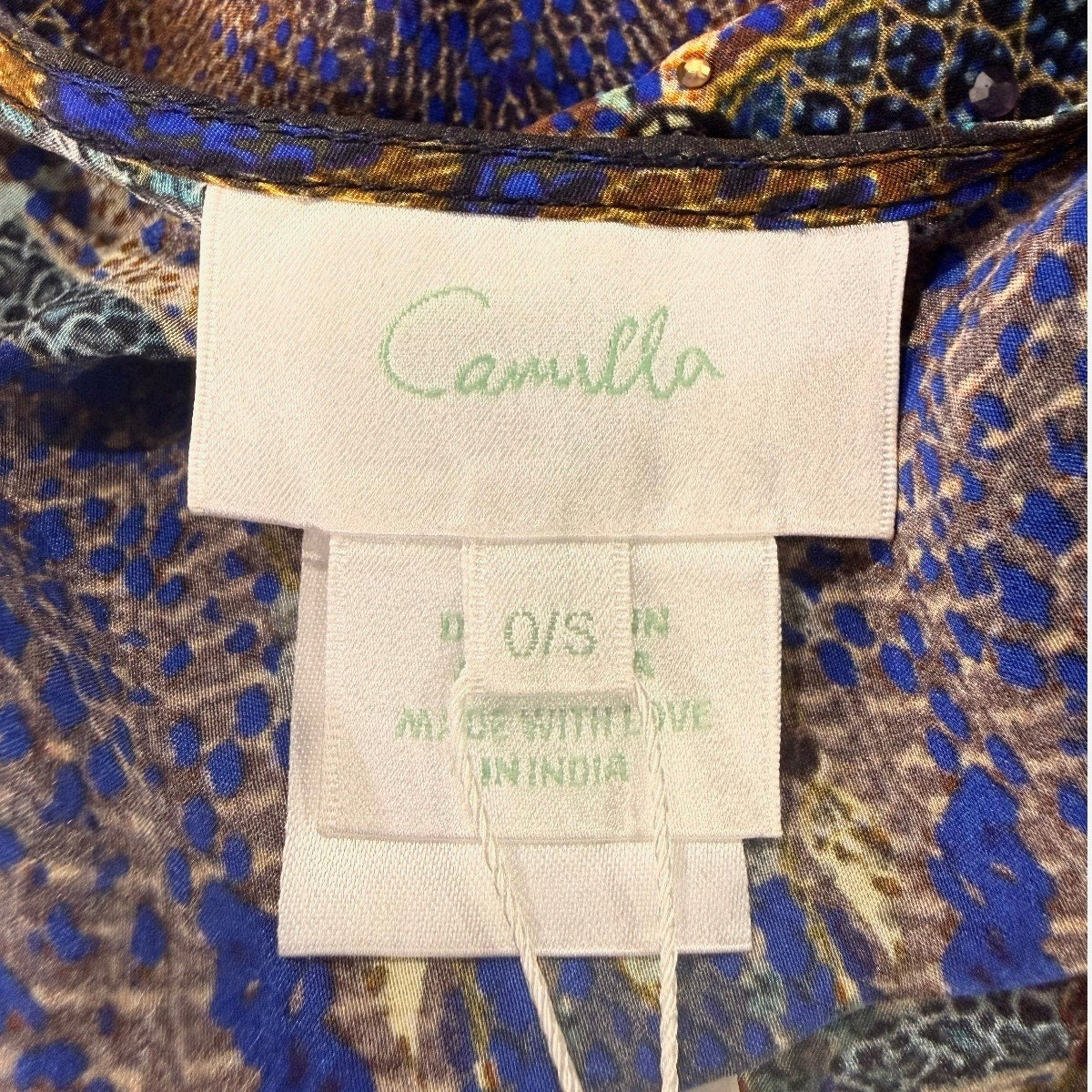 Camilla Silk Animal Print V-Neck Short Kaftan Dress
