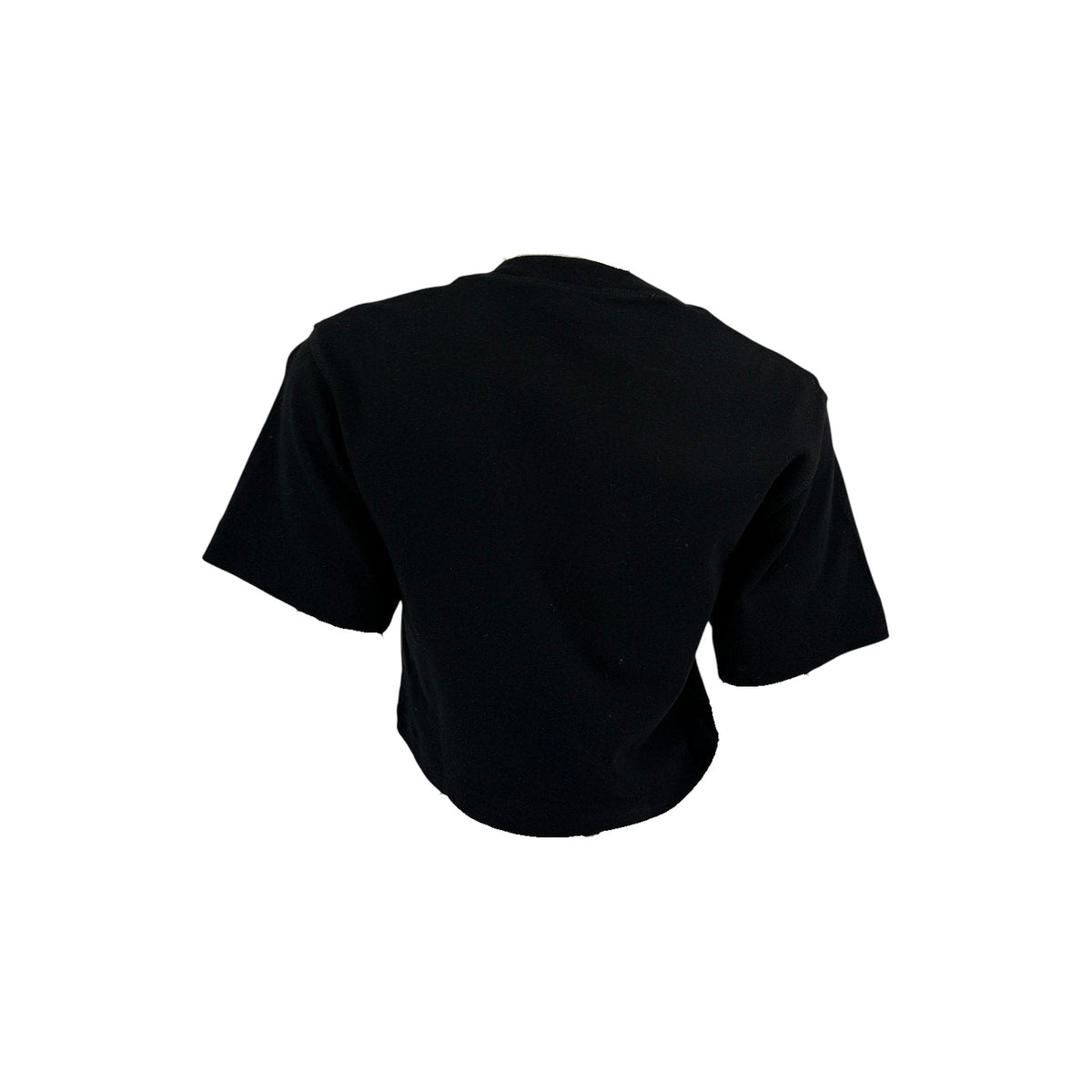 Off-White Cotton Typo Mix Crop Crew Neck T-Shirt
