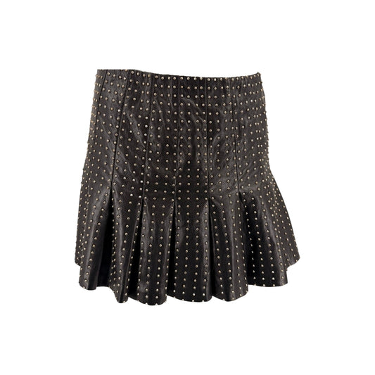 Alice + Olivia Faux Leather Studded Pleated Mini Skirt