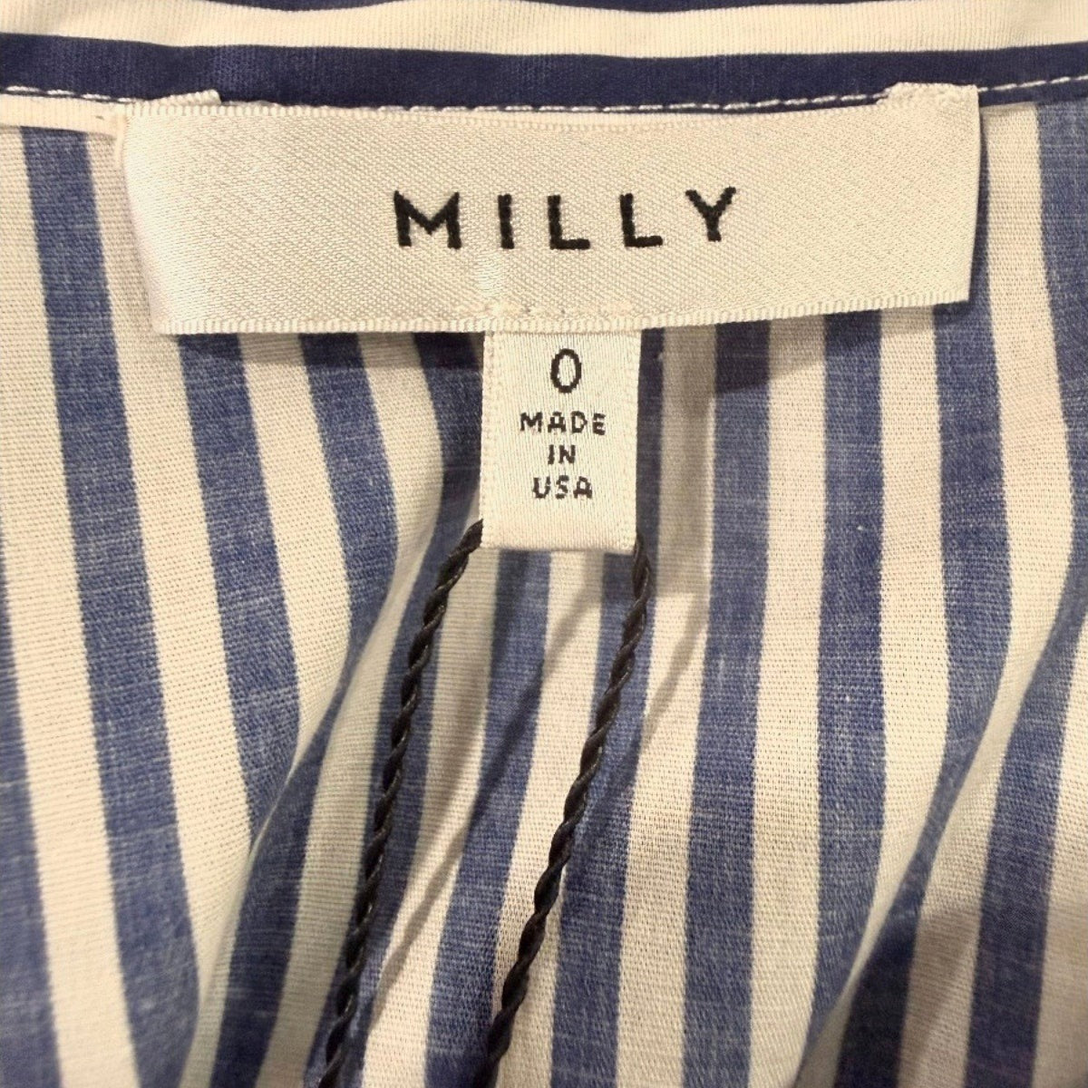 Milly Cotton Blend Collared Tie Sleeve Button Up Shirt