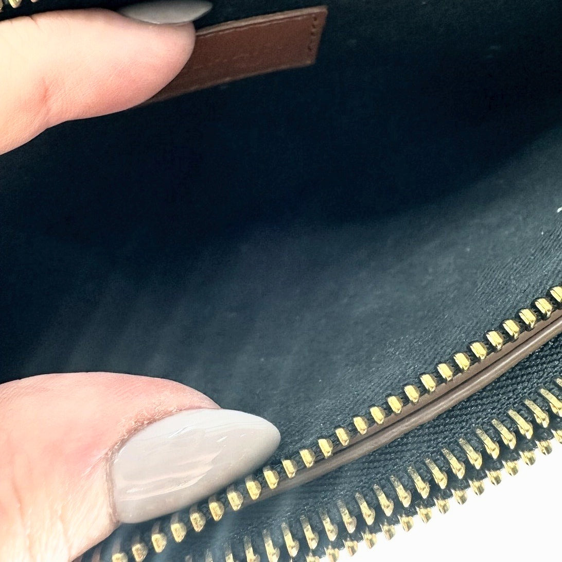 Balmain Canvas Leather Logo Graphic Triple Compartment Zip Pouch Crossbody Bag