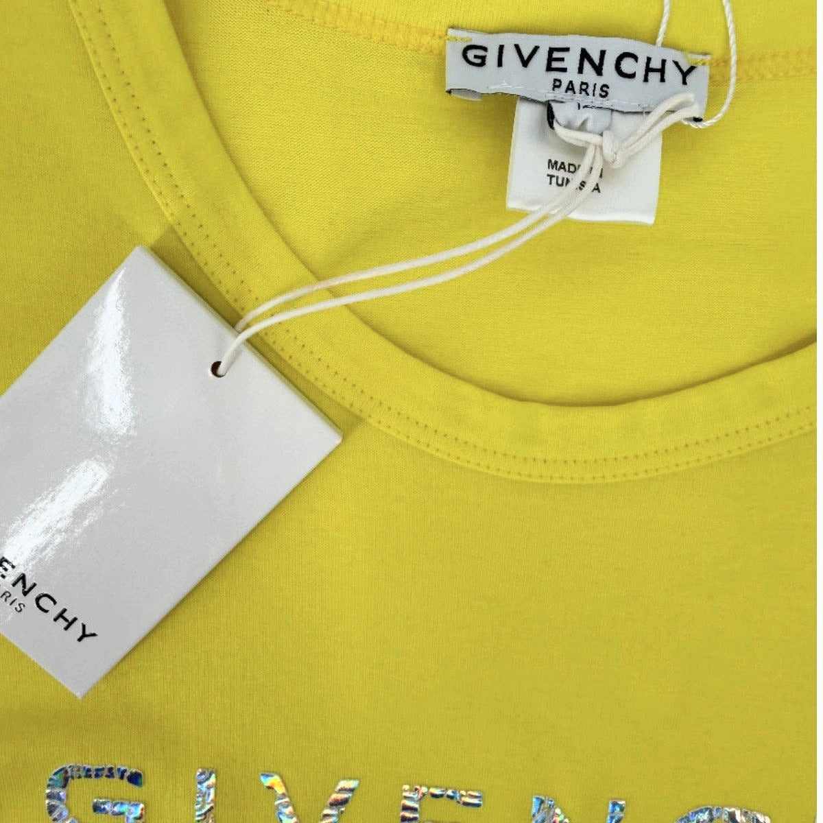 Givenchy Kids Yellow Logo Crew Neck Short Sleeve T-Shirt