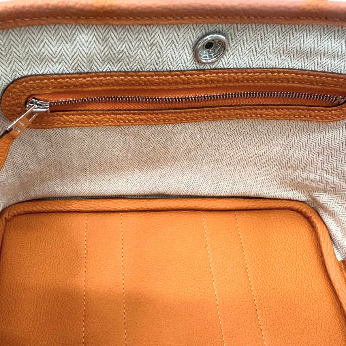Hermès Garden Party 30 Orange Negonda Leather Palladium Hardware Bag