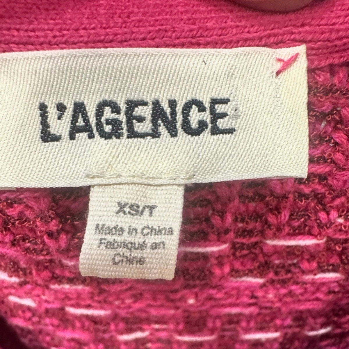 L'AGENCE Jenni Cotton Blend Tweed Knit Button Front Cardigan