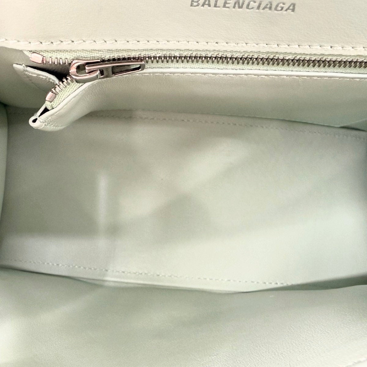 Balenciaga Hourglass Smooth Leather Top Handle Bag Mint Green Women's One Size