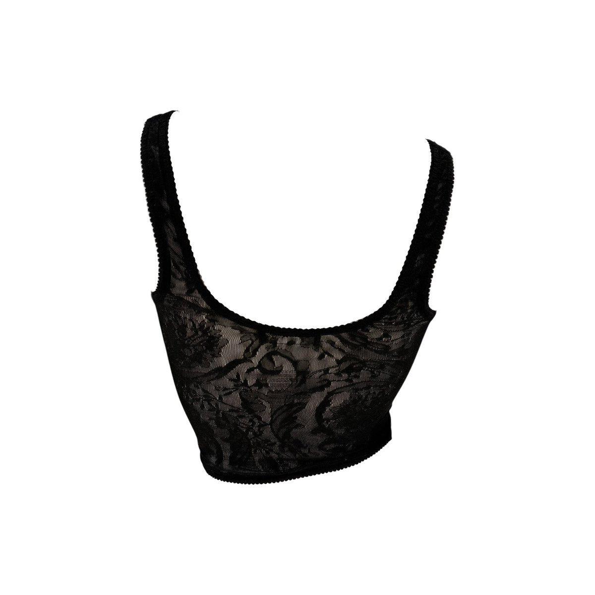 Versace Black Baroque Jacquard Tulle Sheer Cropped Tank Top