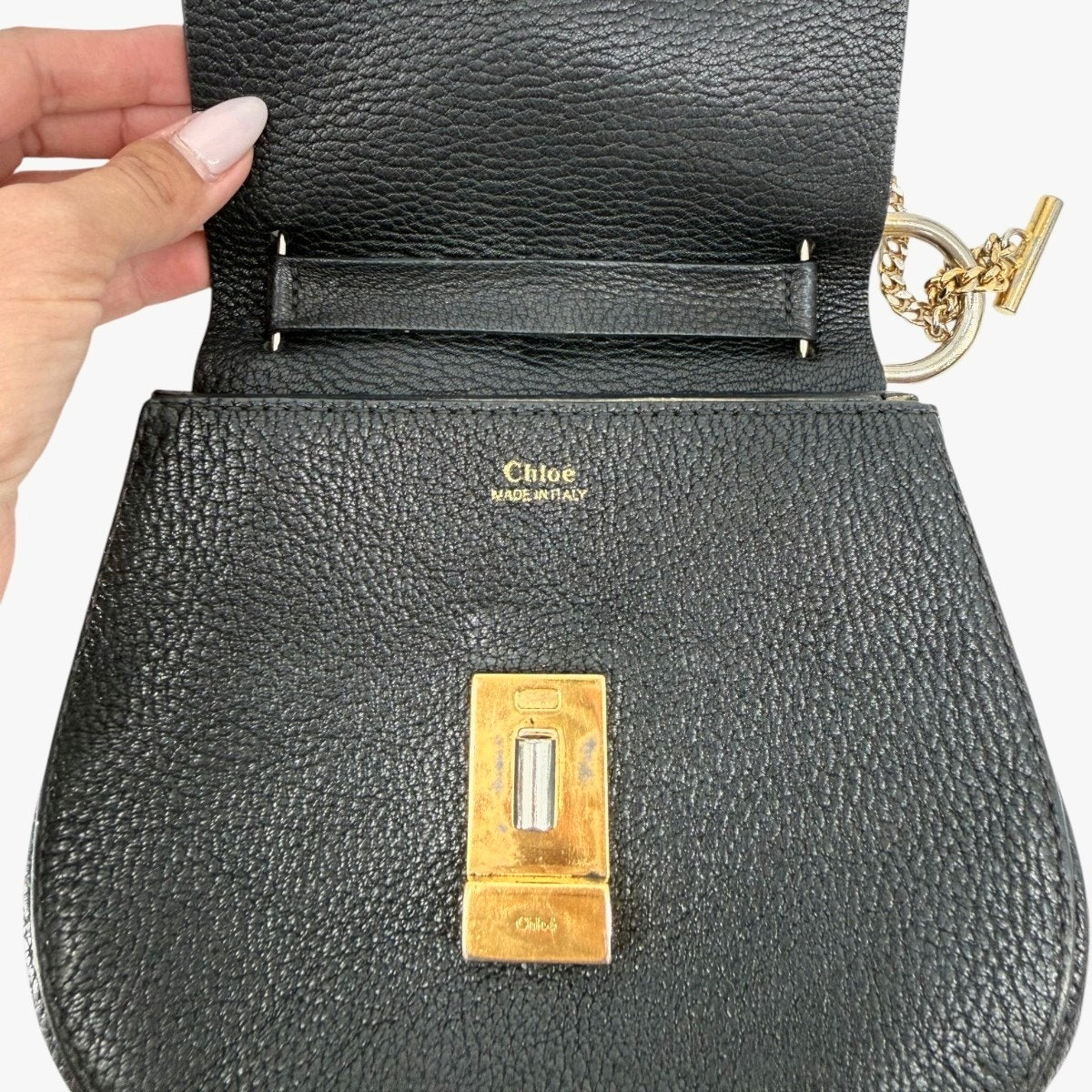 Chloe Leather Drew Designer Minimalist Chain Strap Shoulder Bag
