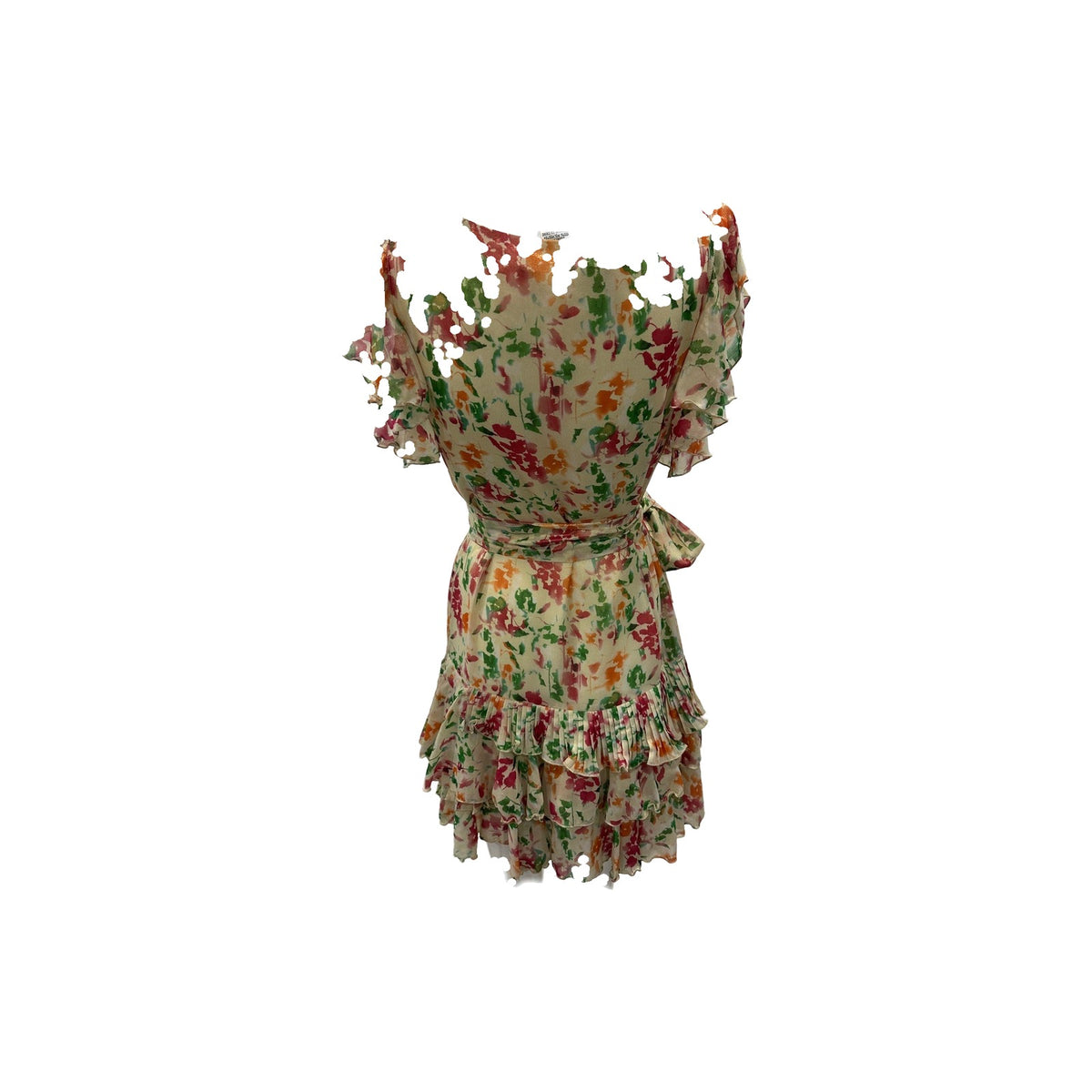 Diane Von Furstenberg Floral Print Ruffle Tiered Belted Mini Dress Multi Size 2