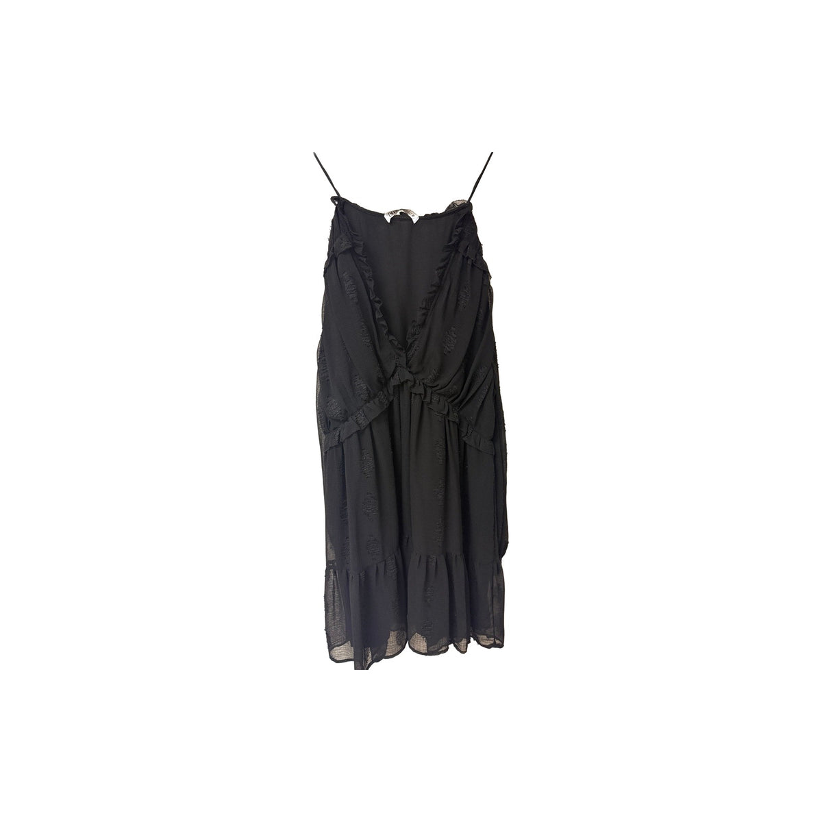 Zara Chiffon Ruffle Accent V- Neck Long Sleeve Mini Dress Women's