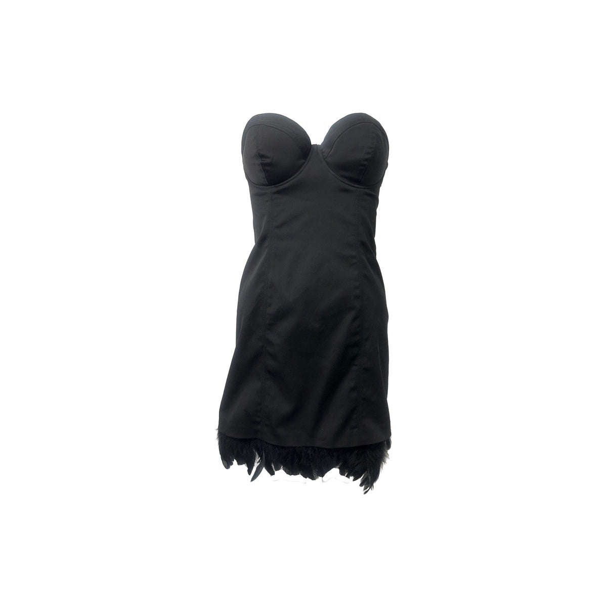 Guess By Marciano Cotton Feather Trim Strapless Corset Mini Dress