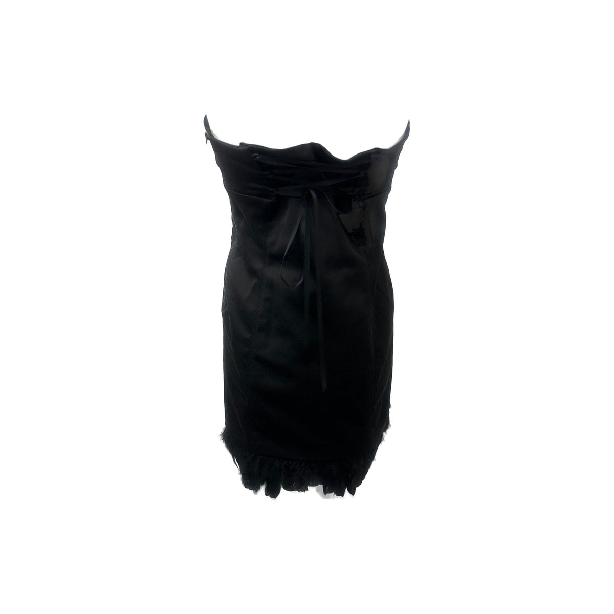 Guess By Marciano Cotton Feather Trim Strapless Corset Mini Dress