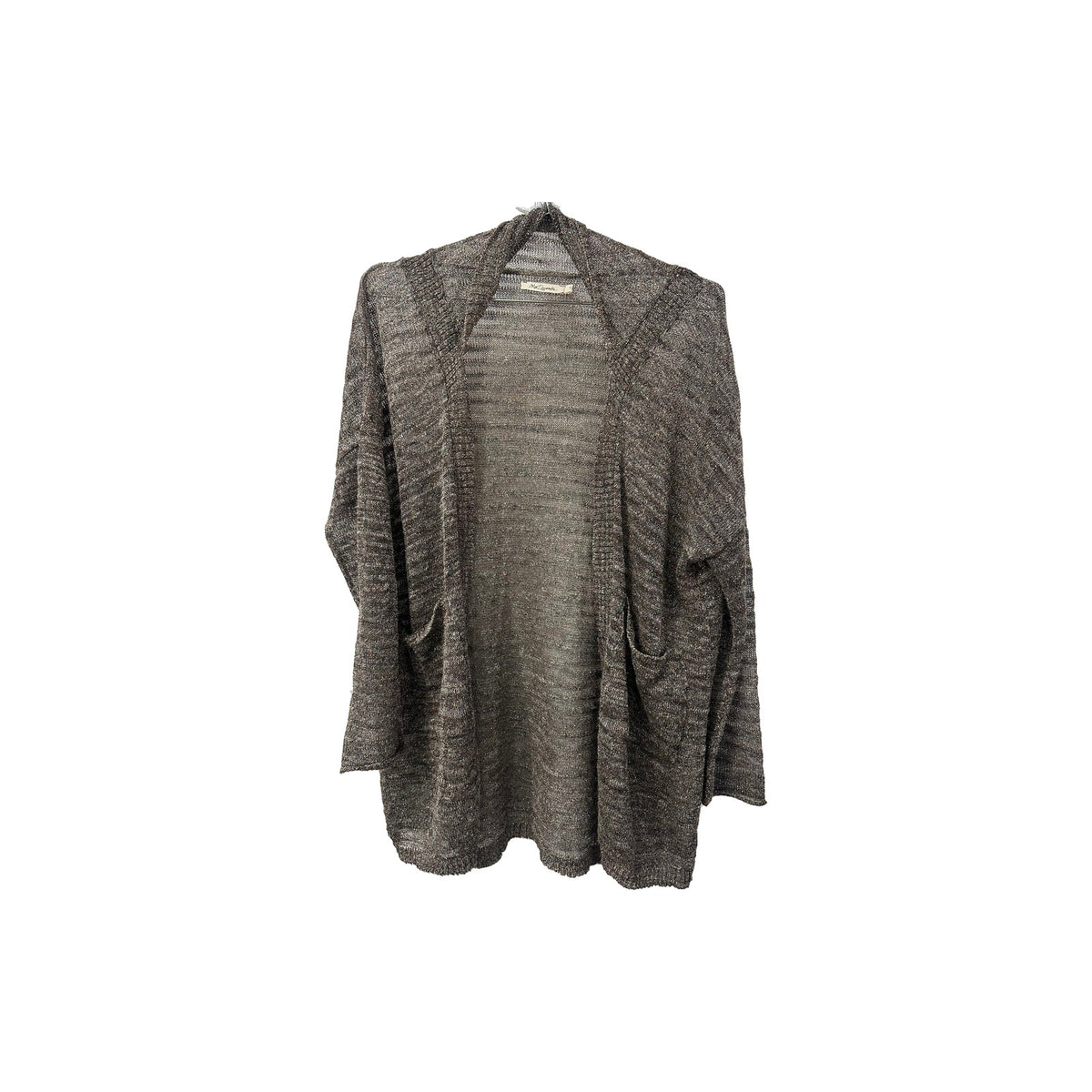 Mes Demoiselles Linen-Blend Metallic Knit Open Sweater Cardigan