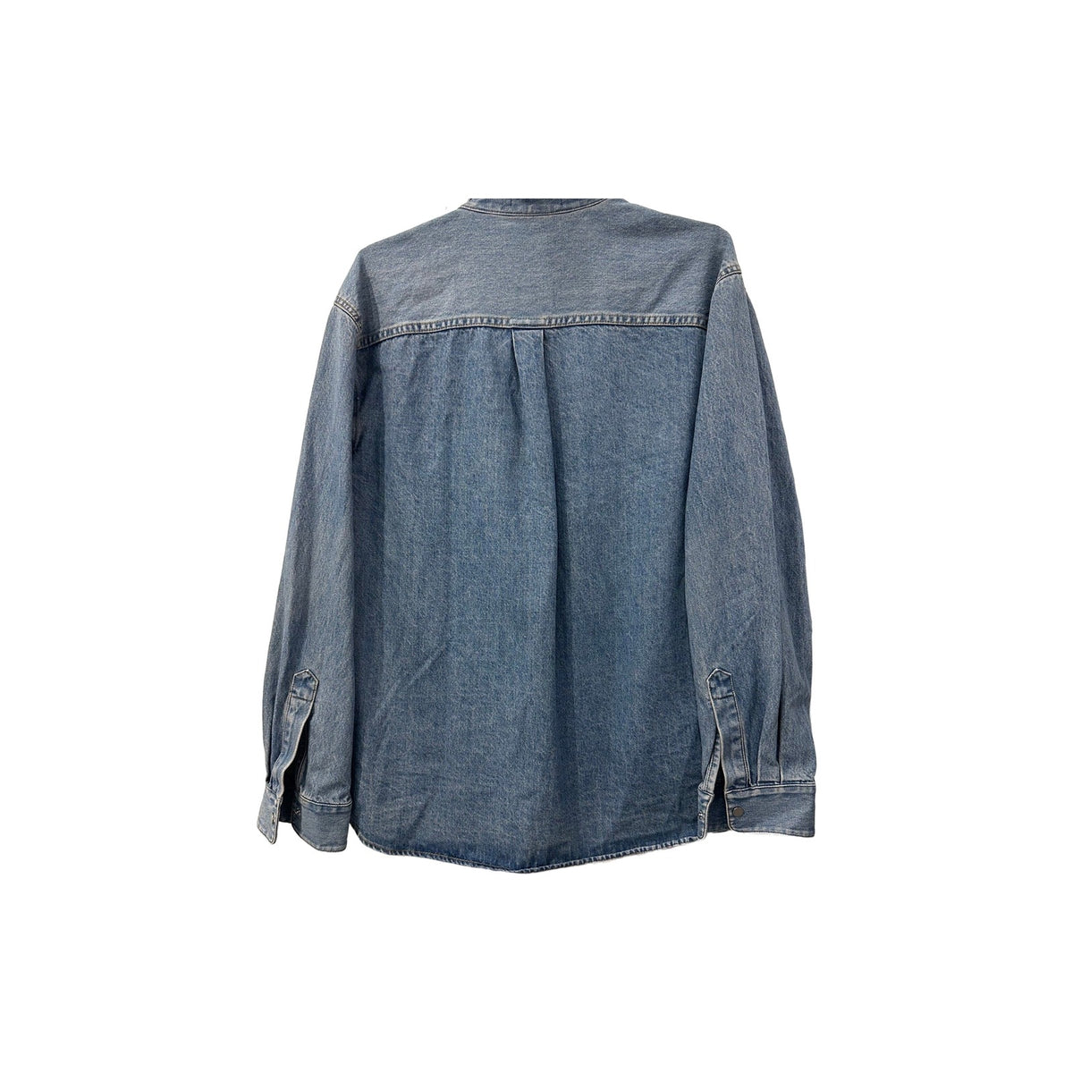 Helmut Lang Cotton Denim Logo Long-Sleeve Collared Shirt