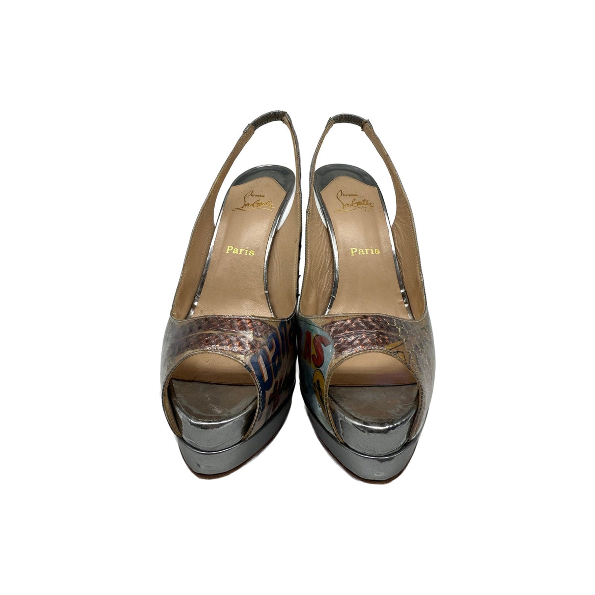 Christian Louboutin PVC Print Slingback Pumps Women's