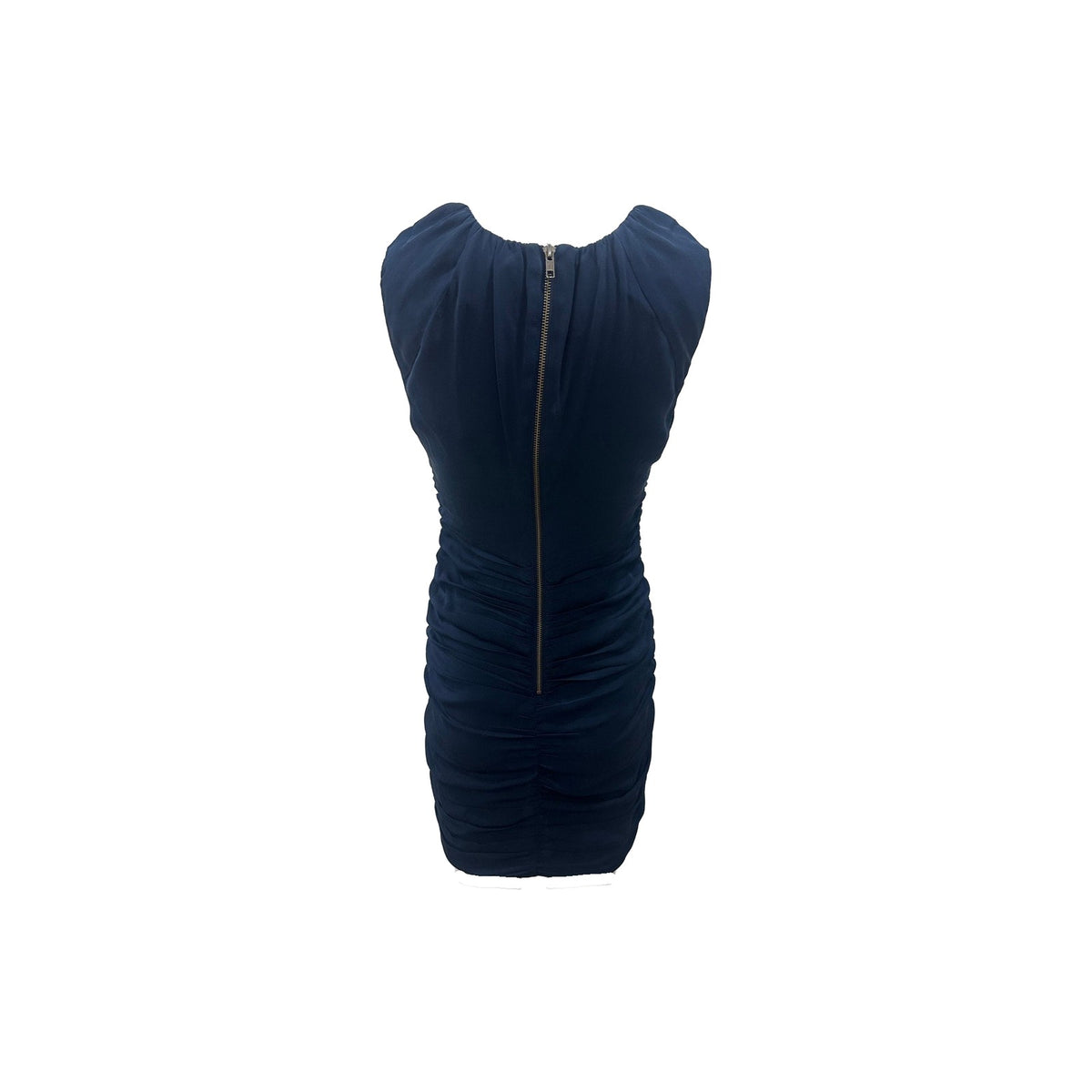 Diane Von Furstenberg Silk Sleeveless Ruched Mini Dress Navy Blue Women's Size 0