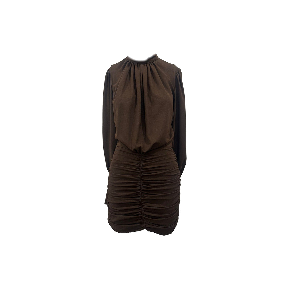 Rony Kobo Yebba Mock Neck Long Sleeve Ruched Pleated Mini Dress
