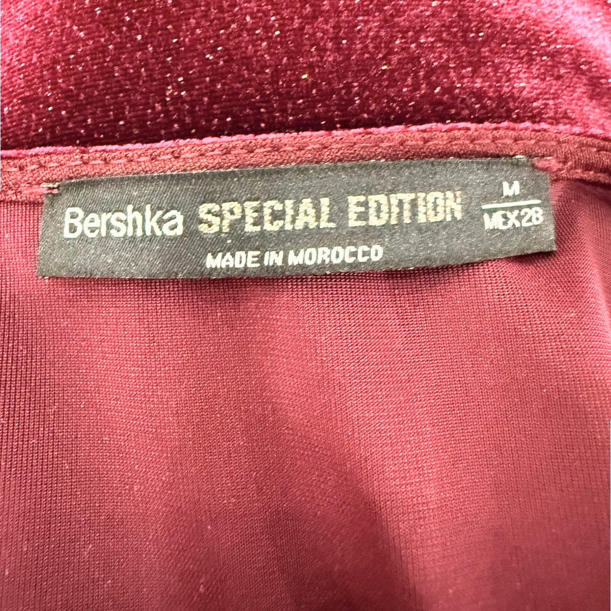 Bershka Special Edition Burgundy Velvet Long Sleeve Maxi Dress