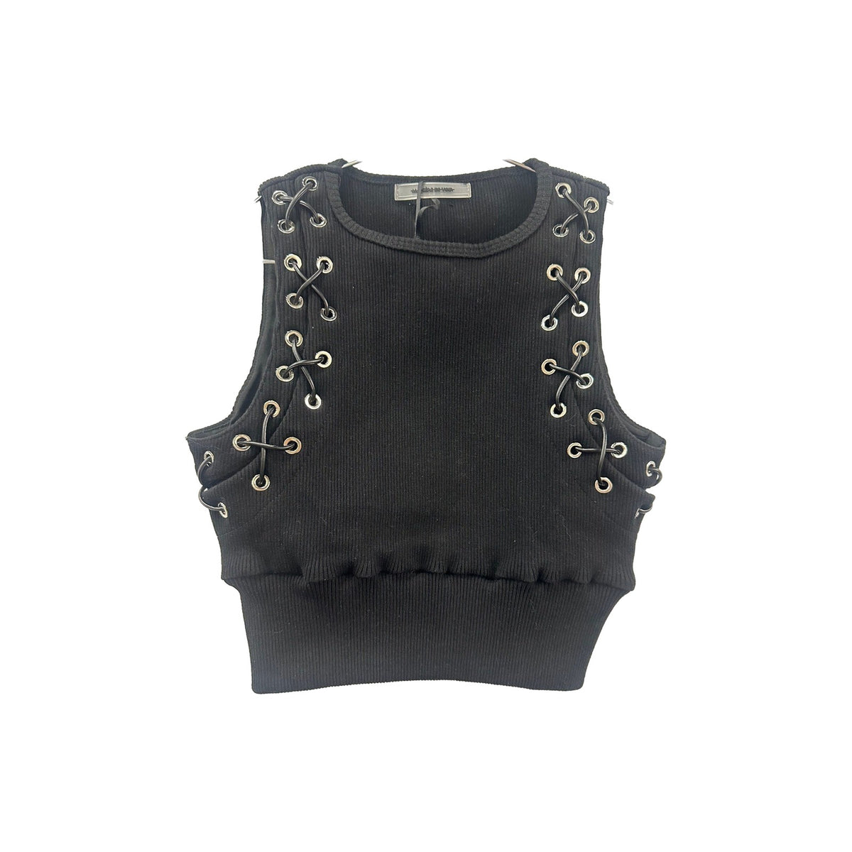 Manière De Voir Cotton Blend Eyelet Cropped Top Pants Set