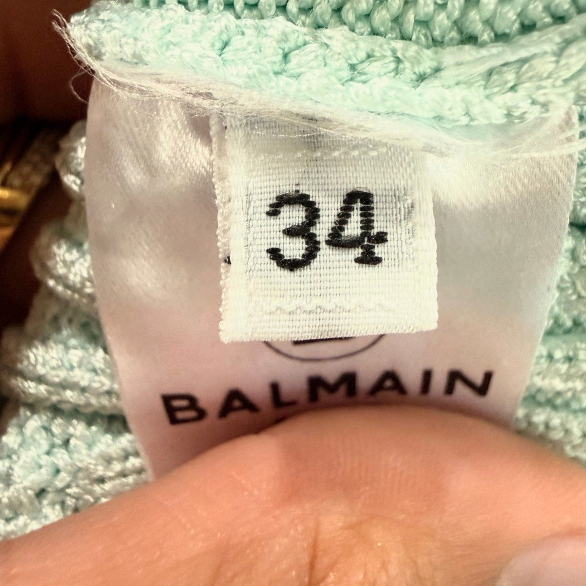 Balmain Button Embellished Ribbed Knit Cropped Tank Top Mint