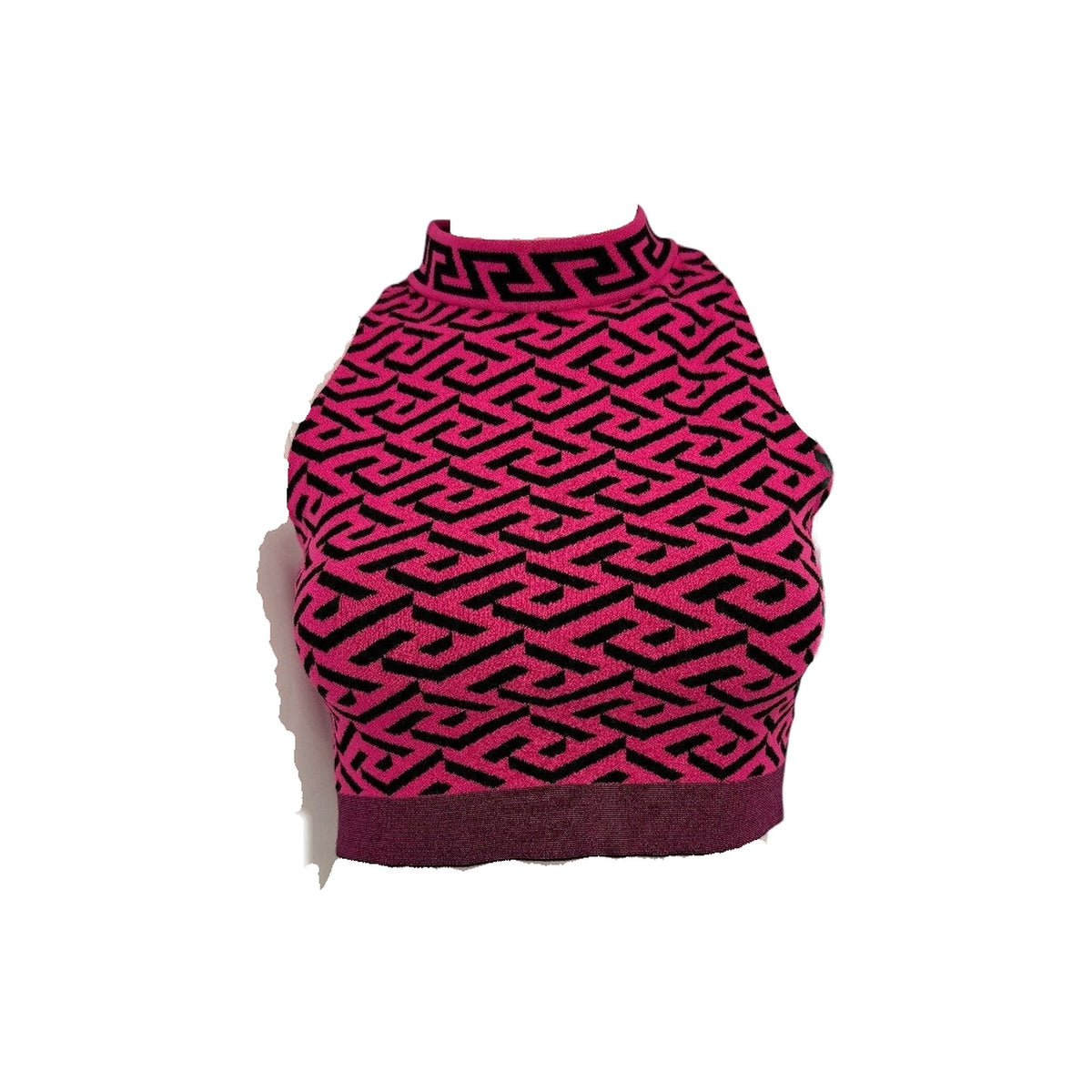Versace La Greca Jacquard Mock Neck Crop Top