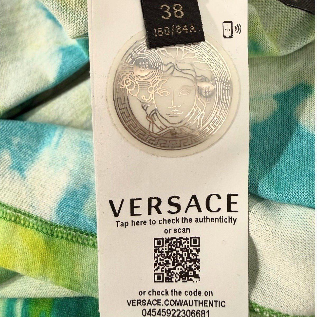 Versace Cotton Jersey Tie-Dye Medusa Print T-Shirt Green Women's Size 38