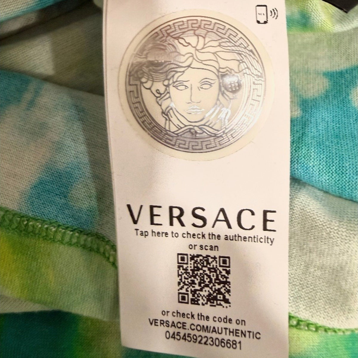 Versace Cotton Jersey Tie-Dye Medusa Print T-Shirt Green Women's Size 38