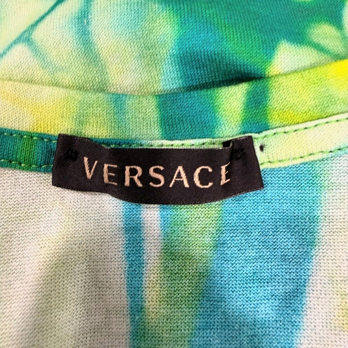 Versace Cotton Jersey Tie-Dye Medusa Print T-Shirt Green Women's Size 38