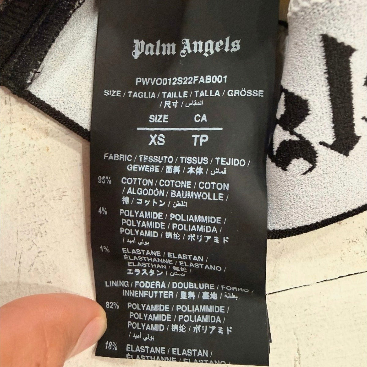 Palm Angels Cotton Blend Logo Print Crinkled Jersey Crop Top Cream Women's XS