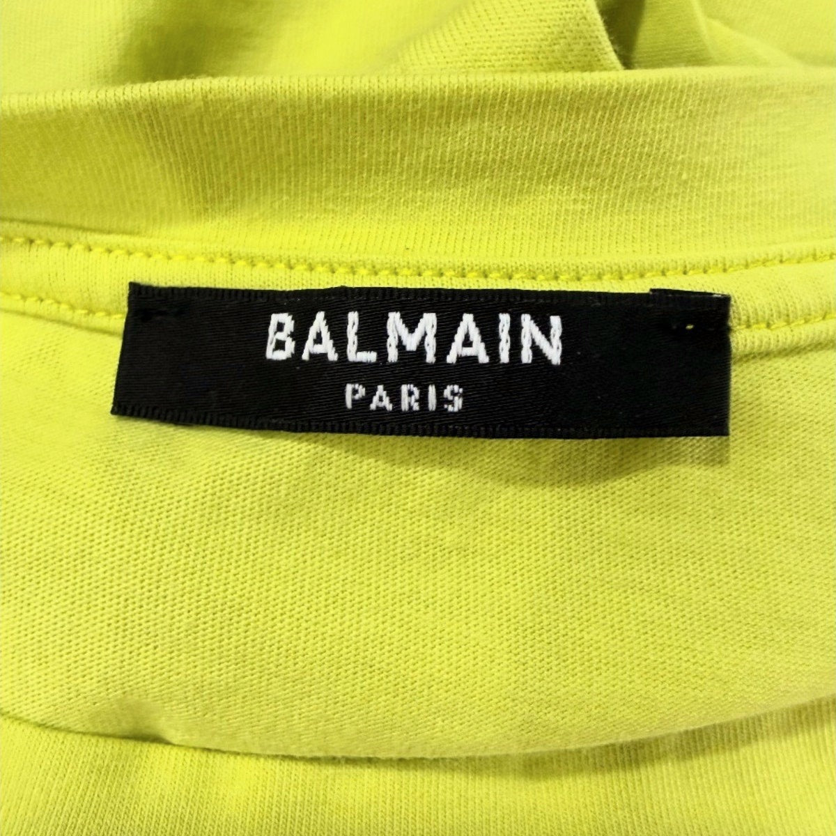 Balmain Cotton Cropped Short Sleeve T Shirt Neon Yellow Women's Size XS