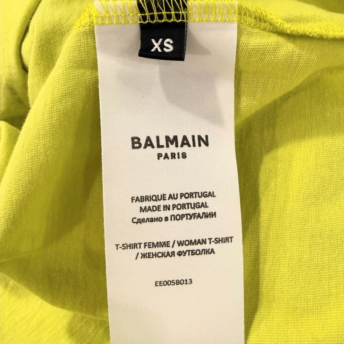 Balmain Cotton Cropped Short Sleeve T Shirt Neon Yellow Women's Size XS