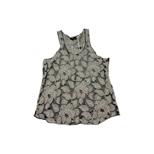 Leyendecker Floral Mesh Tank Top Black Beige Women's Size 0