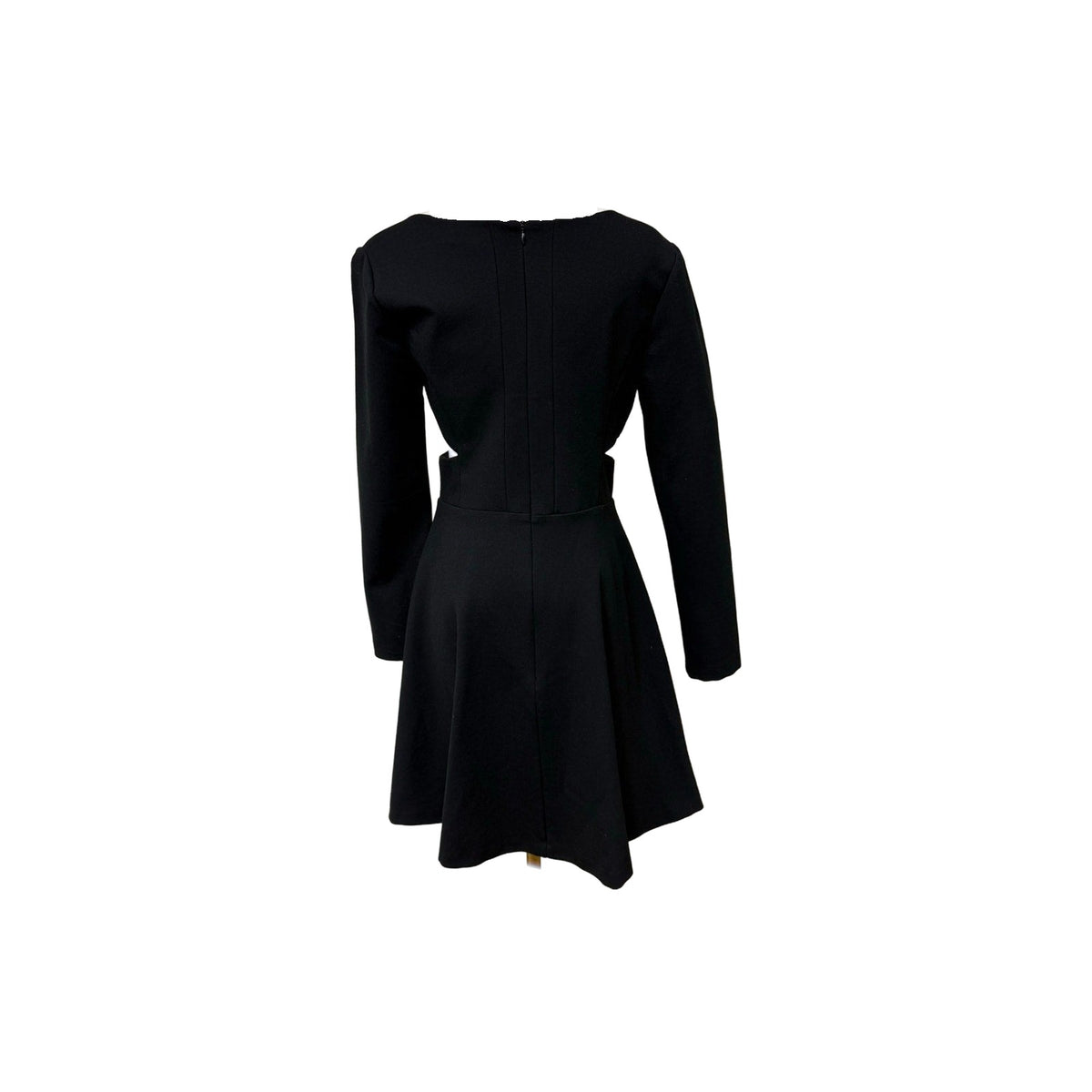 Halston Heritage Black Long Sleeve Mini Dress V-Neck Cutouts