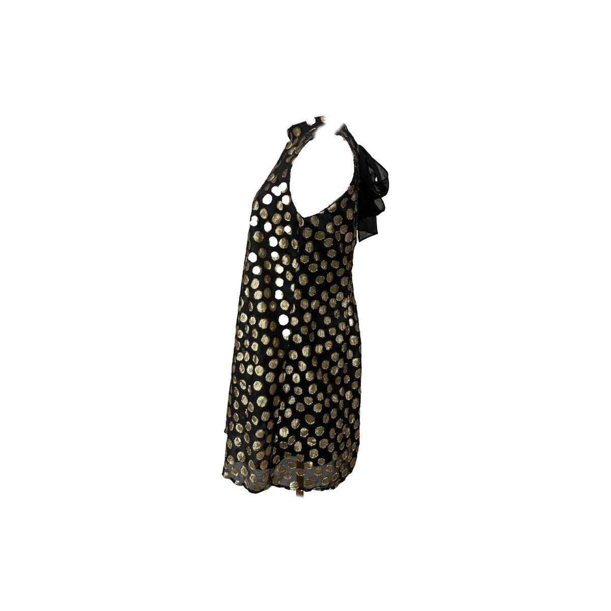 Signature by Robbie Bee Black Polka Dot Trapeze Dress