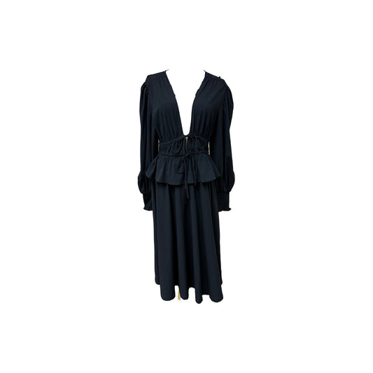 WeWoreWhat Black Plunging V-Neck Long Sleeve Peasant Midi Dress