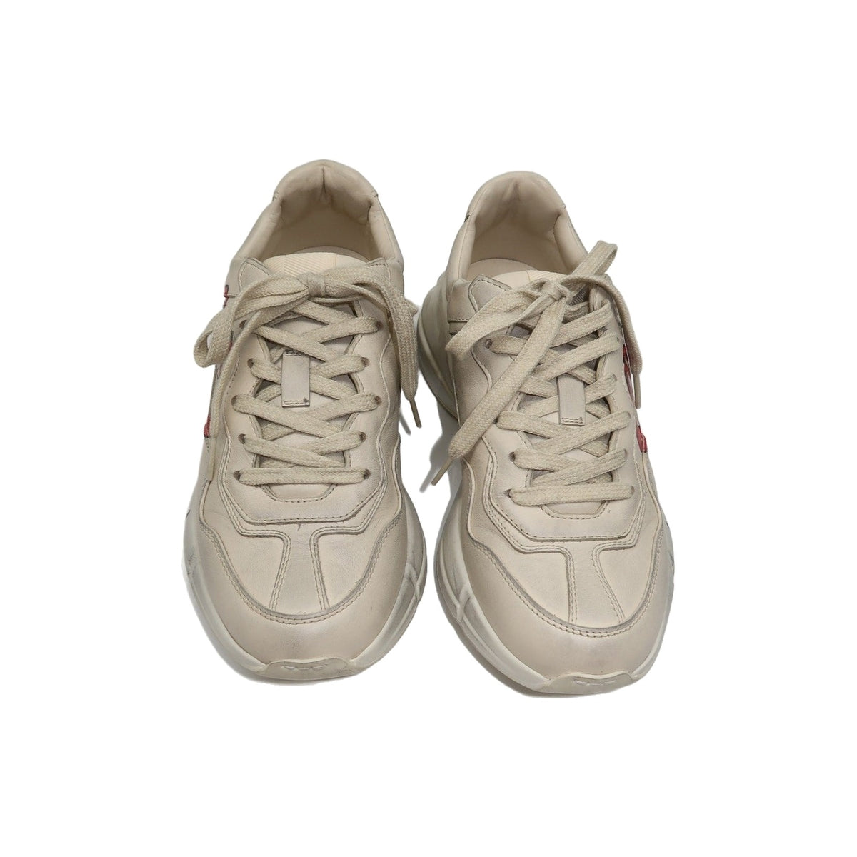 Gucci Rhyton Ivory Leather Mouth Print Lace-Up Low-Top Sneakers